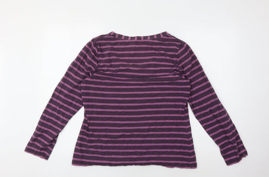 Boden Women's Purple Striped Jersey T-Shirt Size 8