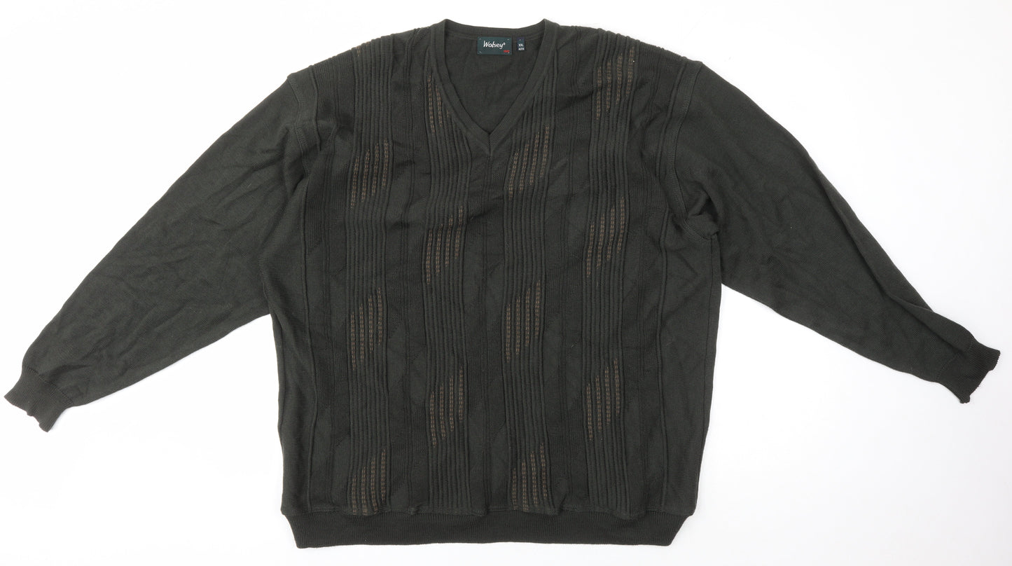Wolsey Men's Green V-Neck Pullover Jumper 2XL