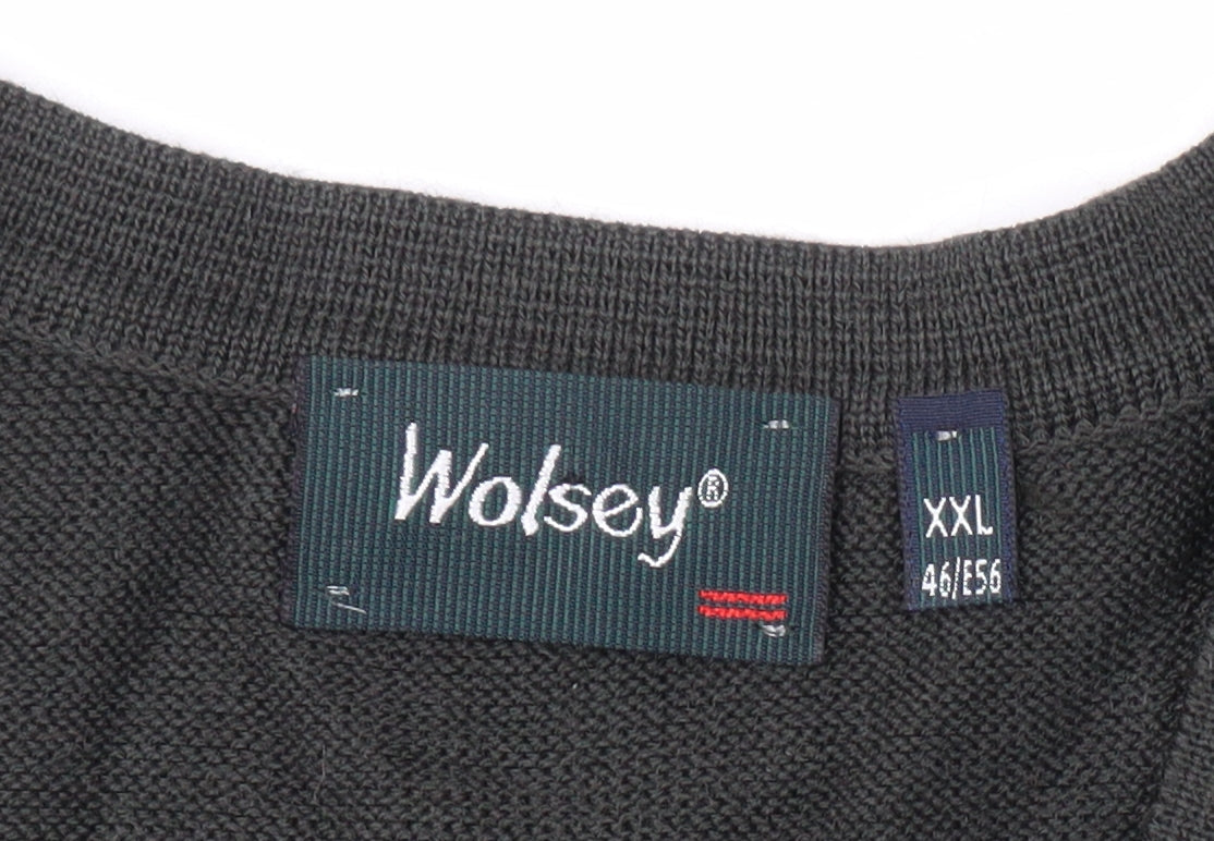 Wolsey Men's Green V-Neck Pullover Jumper 2XL