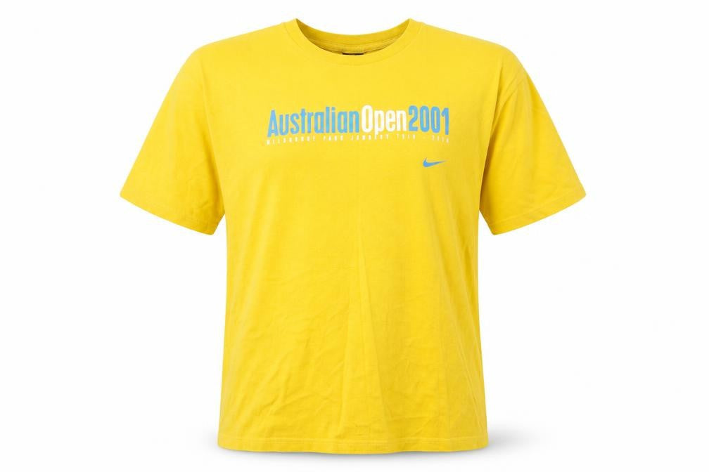 Front view of Nike Yellow Graphic Sports T-Shirt XS unisex adults