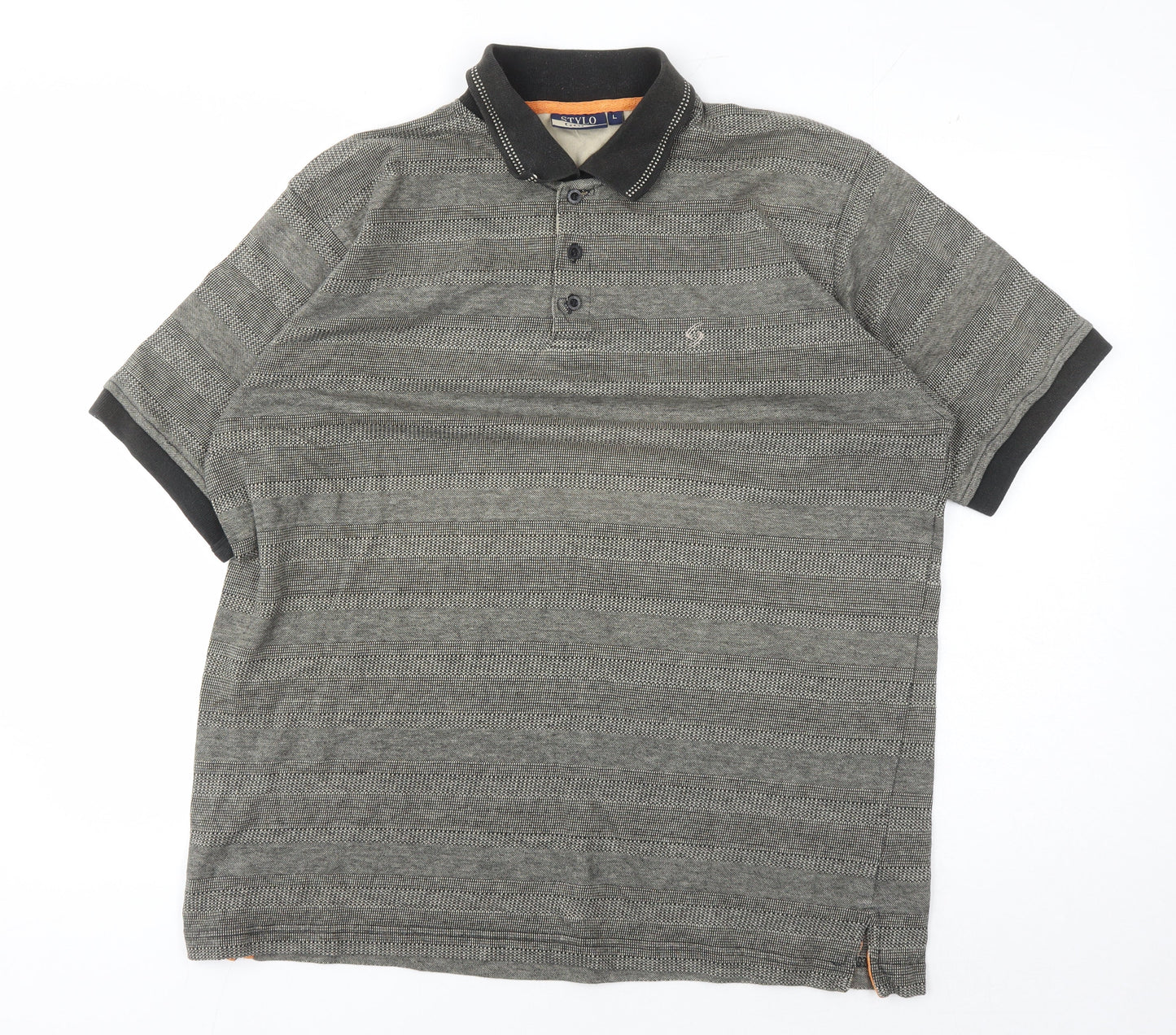 Stylo Men's Grey Short Sleeve Polo - Size L