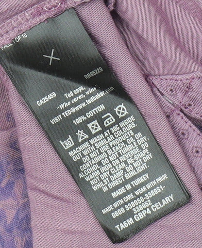 Ted Baker Men's Purple Floral T-Shirt, Size S