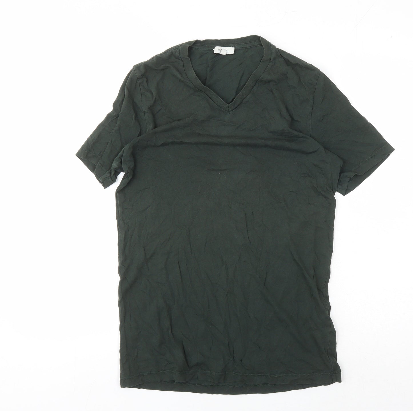 Reiss Men's Green V-Neck T-Shirt, Size S, Short Sleeve