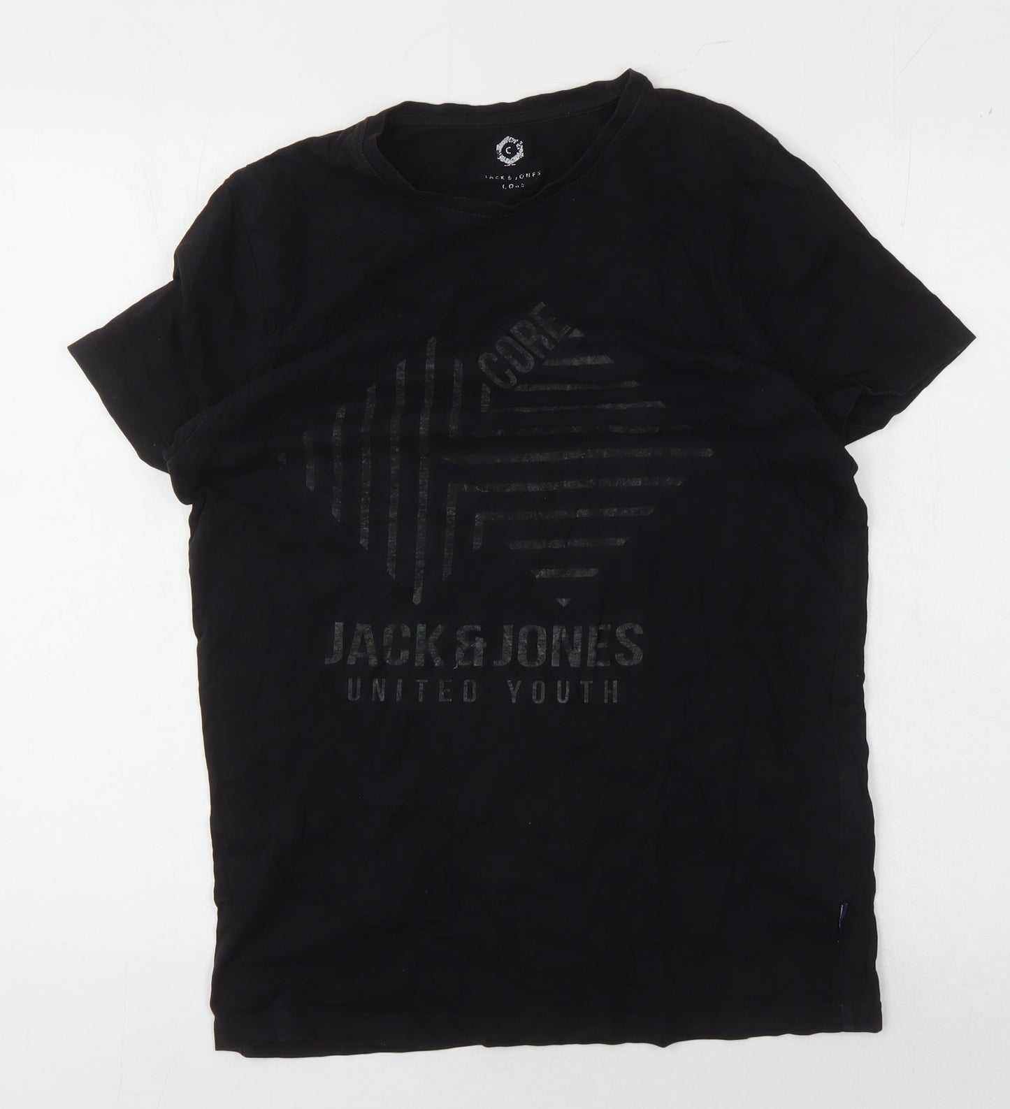 Mens UK Size M JACK & JONES Black  T-Shirt