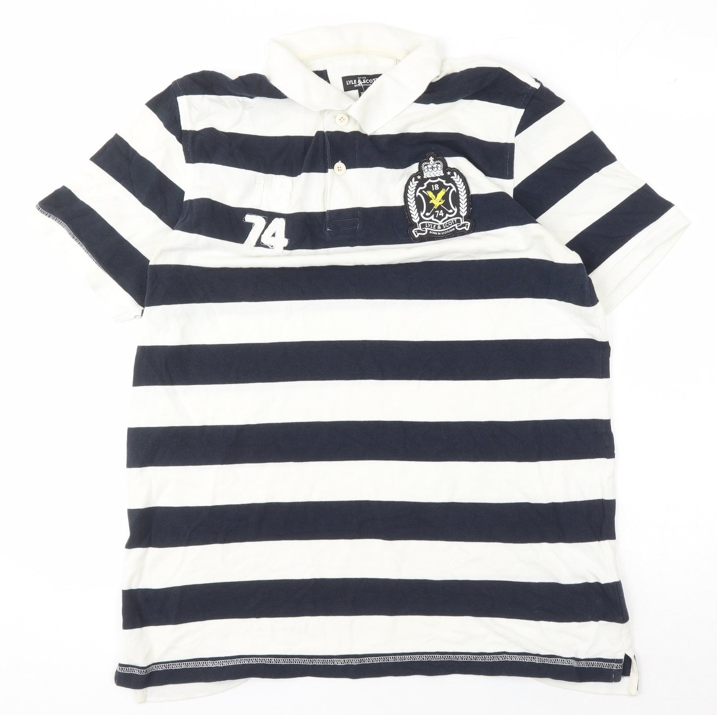 Lyle & Scott Men's Black Striped Polo Shirt XL