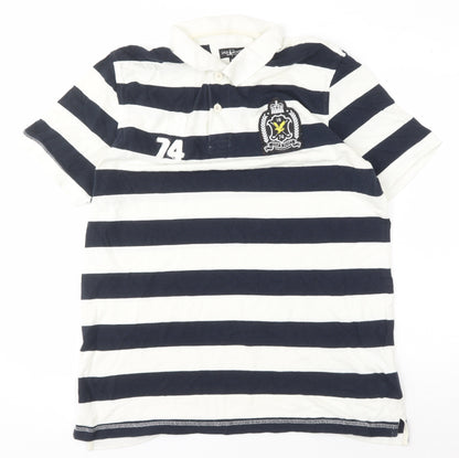 Lyle & Scott Men's Black Striped Polo Shirt XL