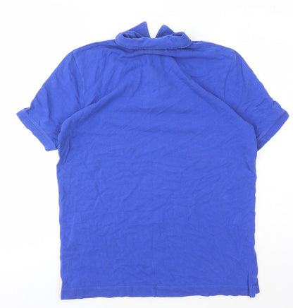 Reiss Men's Blue Cotton Polo Shirt S Short Sleeve