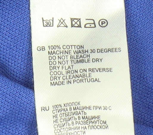 Reiss Men's Blue Cotton Polo Shirt S Short Sleeve