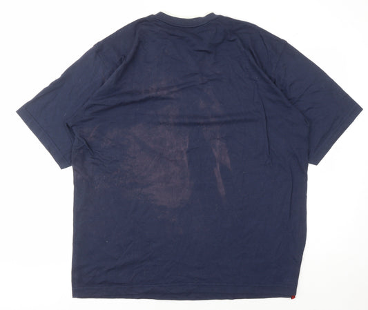 Umbro Men's Blue V-Neck T-Shirt, Size L - Jersey Casual