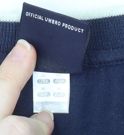 Umbro Men's Blue V-Neck T-Shirt, Size L - Jersey Casual