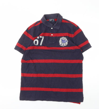 Ralph Lauren Men's Blue Striped Short Sleeve Polo M