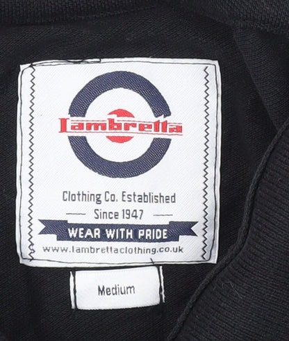 Lambretta Men's Black Polo Medium, Casual Short Sleeve