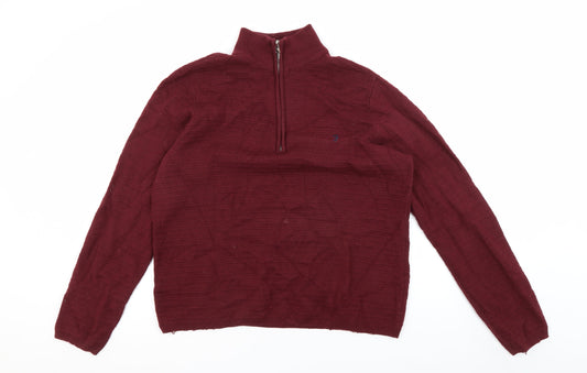 Farah Men's Red 1/2 Zip Cotton Jumper M