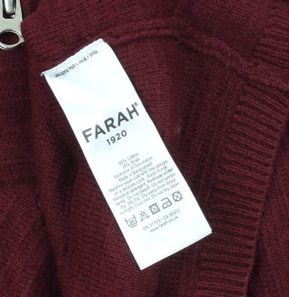 Farah Men's Red 1/2 Zip Cotton Jumper M