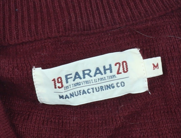 Farah Men's Red 1/2 Zip Cotton Jumper M