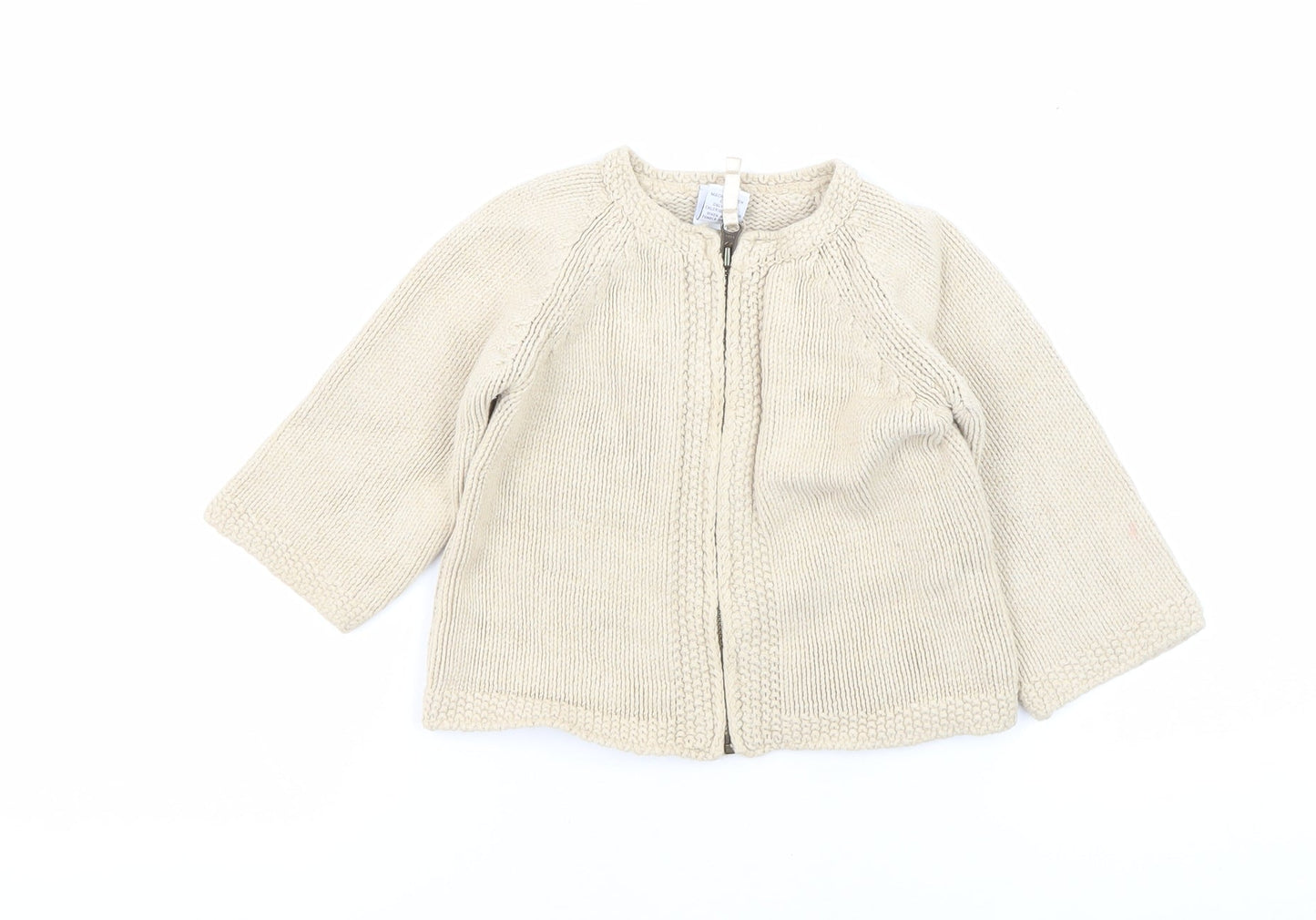 Gap Beige Unisex Cardigan 24 Months Knit Zip Casual