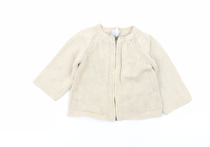 Gap Beige Unisex Cardigan 24 Months Knit Zip Casual