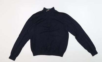 Jack Russell Men's 14 Blue Henley Sweatshirt 1/4 Zip