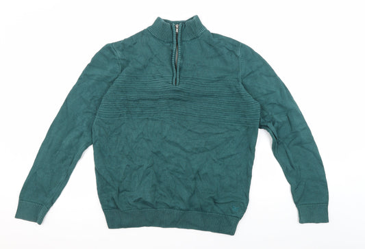 Crew Clothing Men’s Green Cotton Full Zip Jumper, M