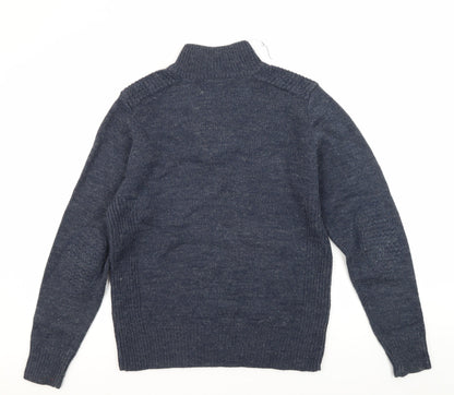 TwistedSoul Men's Blue Henley Jumper, M, Classic Style