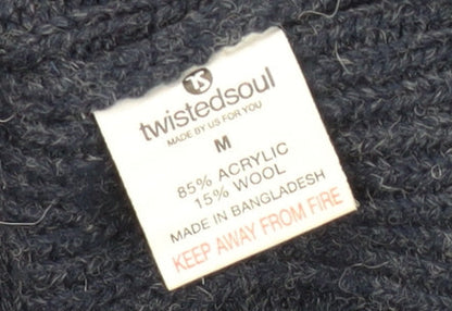 TwistedSoul Men's Blue Henley Jumper, M, Classic Style