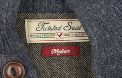 TwistedSoul Men's Blue Henley Jumper, M, Classic Style