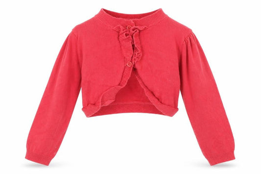 JoJo Maman Bébé Girls Red Cotton Shrug, 36 Months, Knit Jumper