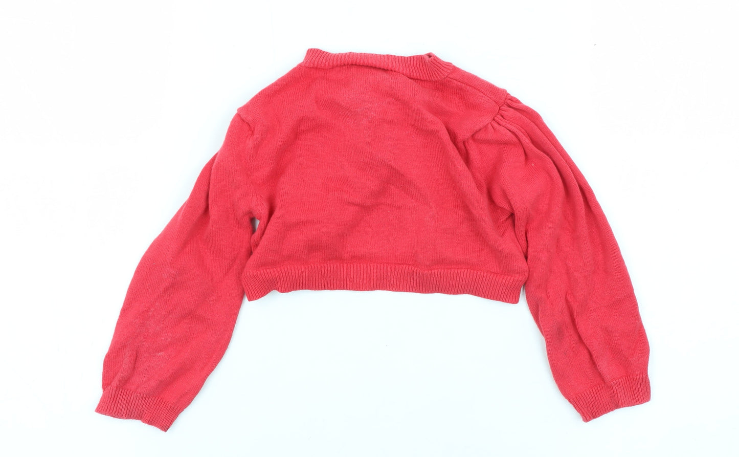 JoJo Maman Bébé Girls Red Cotton Shrug, 36 Months, Knit Jumper