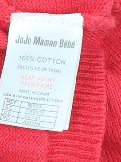 JoJo Maman Bébé Girls Red Cotton Shrug, 36 Months, Knit Jumper