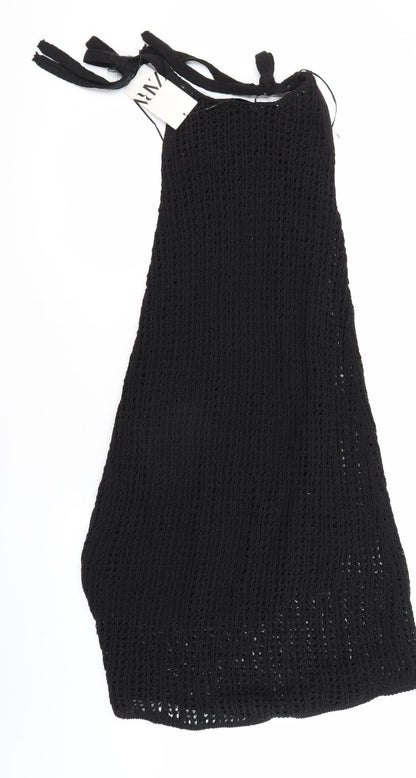 Zara Women Black Crochet Sleeveless Dress XS