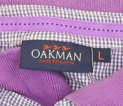 Oakman Men's Purple L Polo Shirt, Short Sleeve Button-Down