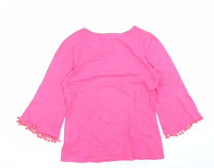 First Avenue Women's Pink Cotton Blouse - Size S, Spring Style