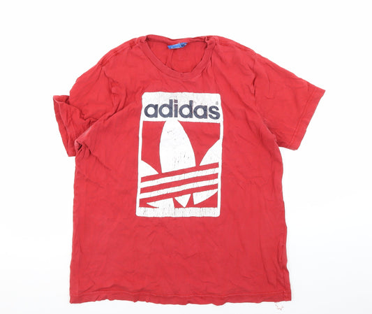 Adidas Men's Red Retro Sports T-Shirt Medium