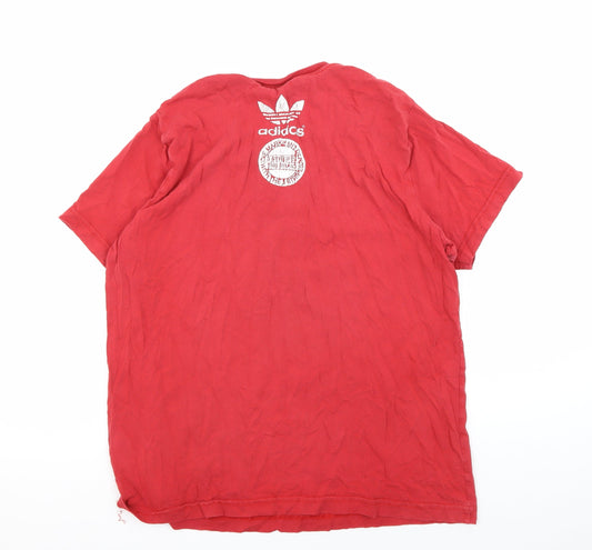 Adidas Men's Red Retro Sports T-Shirt Medium