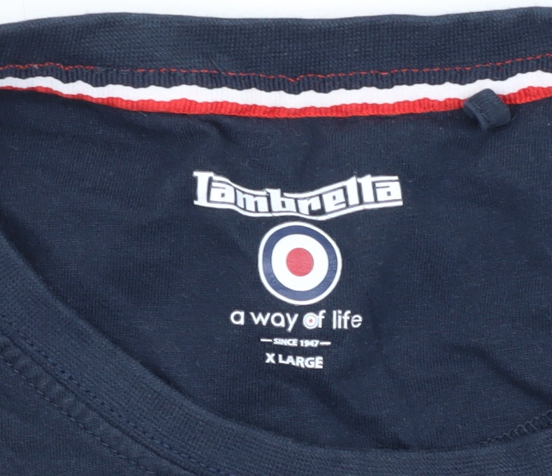 Lambretta Men's Blue XL Retro Graphic T-Shirt