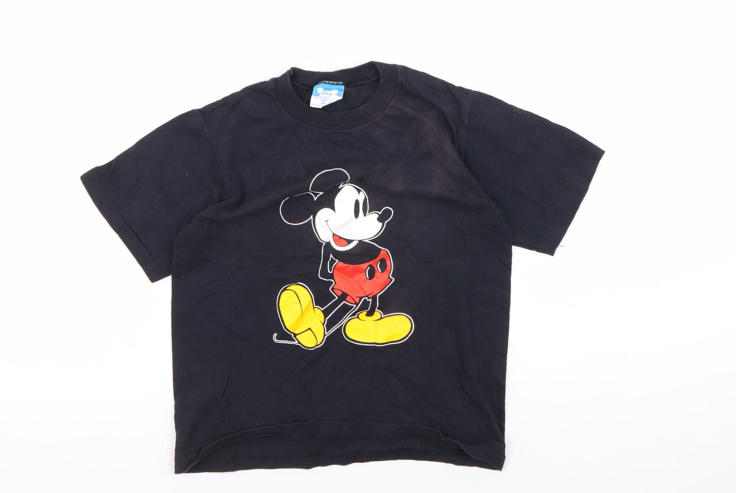 Disney Girls' Black Mickey Mouse T-Shirt - Large, Casual Fun