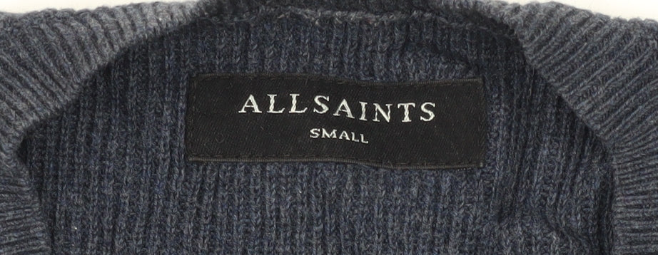 AllSaints Men's Blue Wool Pullover Jumper S