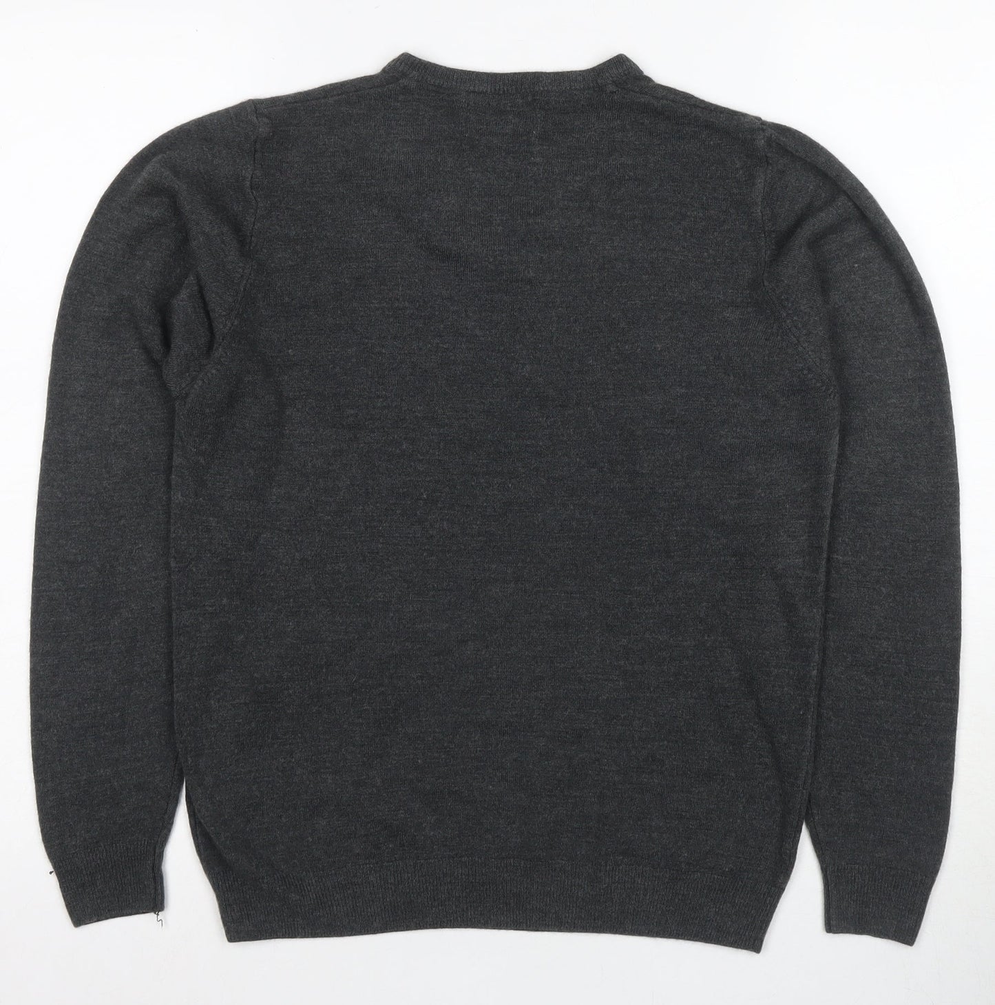 Marks and Spencer Men's Grey V-Neck Pullover Jumper S