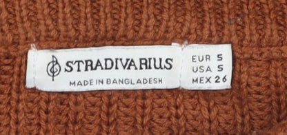 Womens UK Size 6 Stradivarius Brown Pullover Jumper