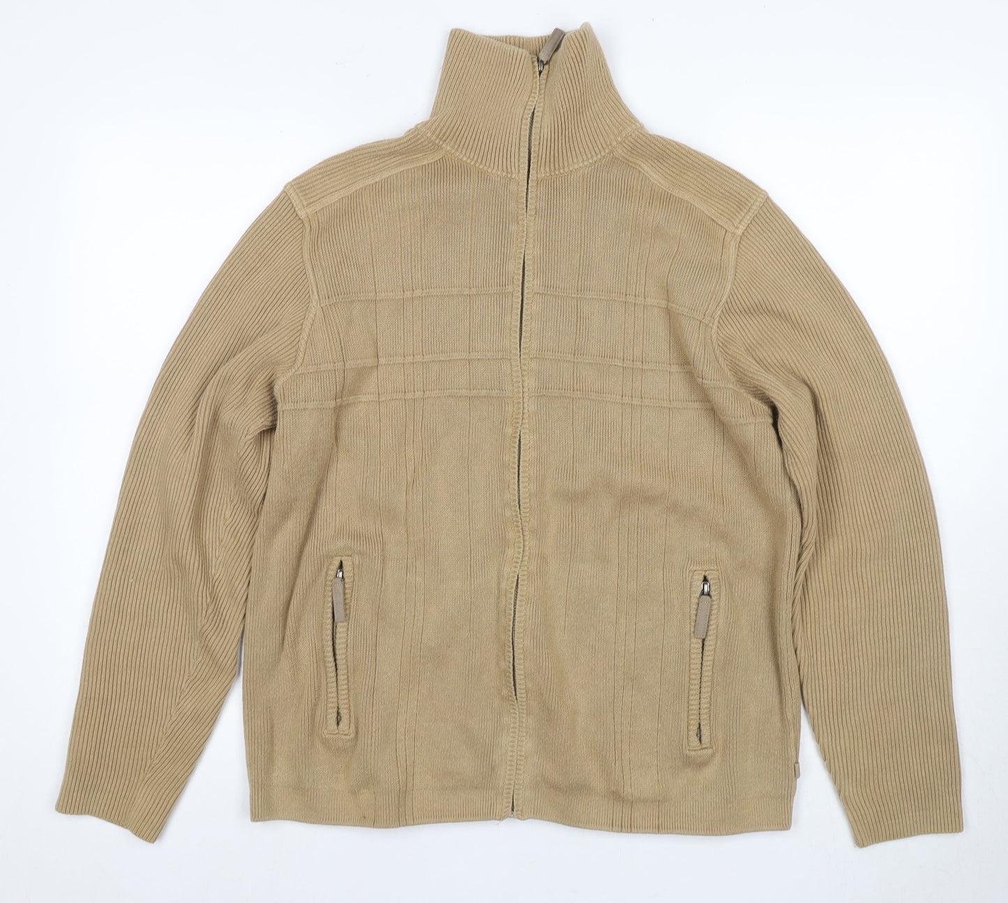 Next Men's Beige Cotton Full Zip Jumper M