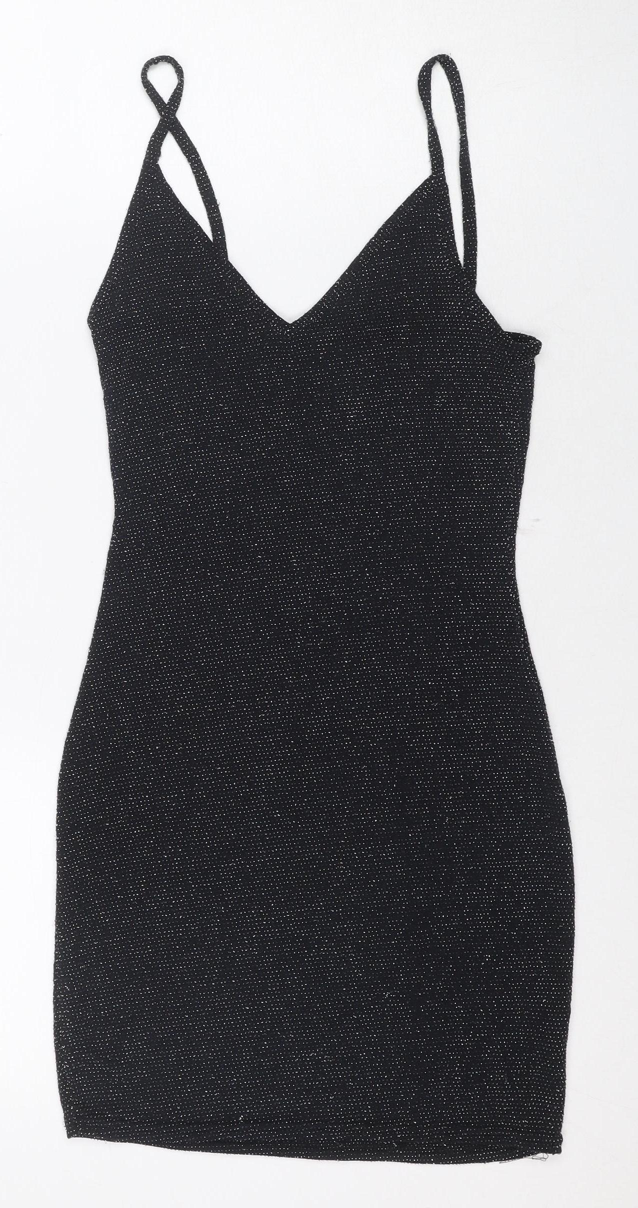 Prettylittlething Women's Black Slip Dress Size 8