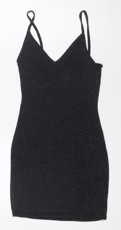 Prettylittlething Women's Black Slip Dress Size 8