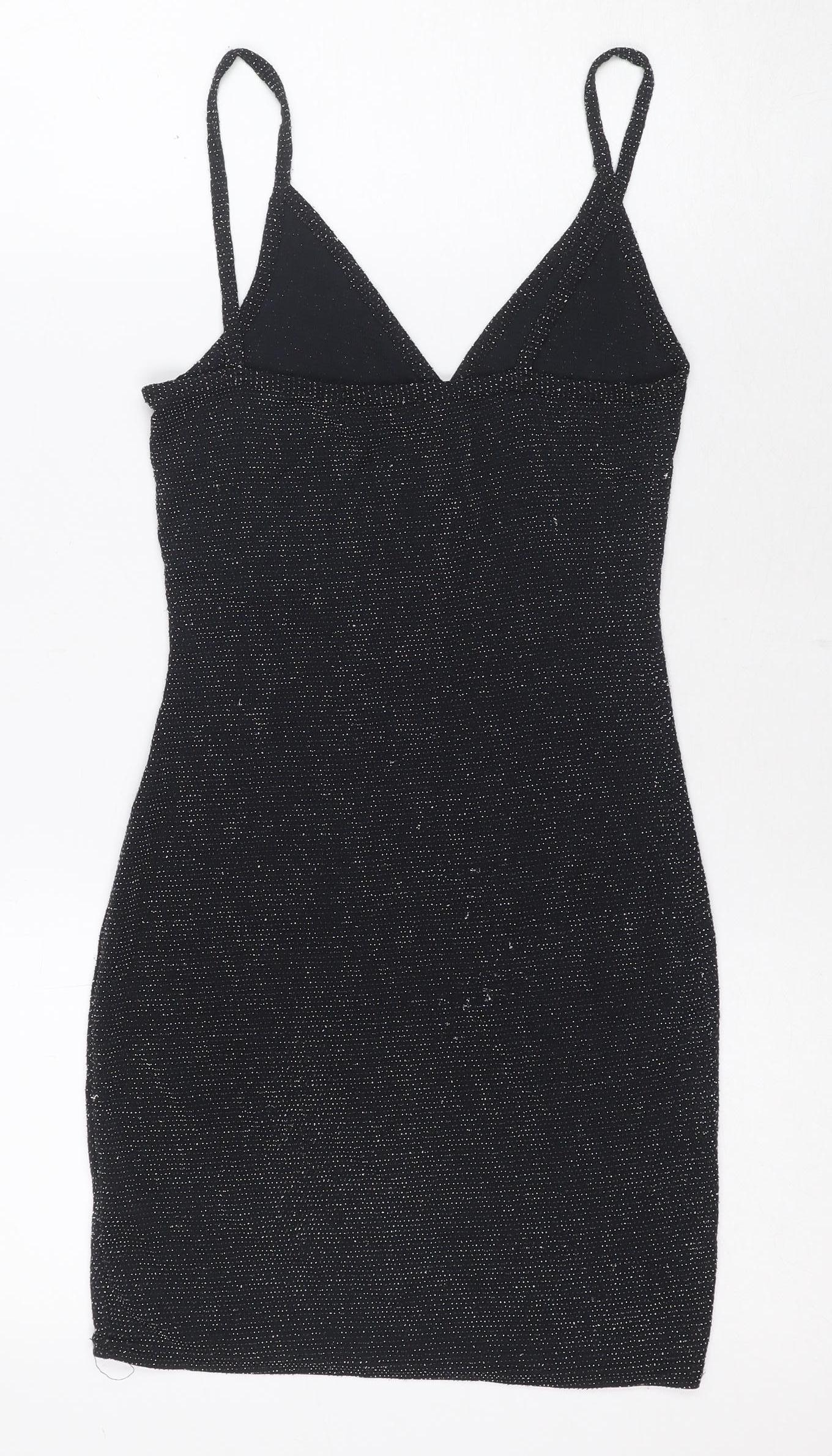 Prettylittlething Women's Black Slip Dress Size 8