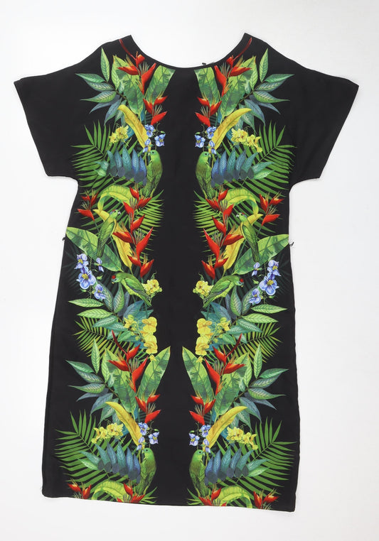 Oasis Women's Black Floral Shift Dress Size 10