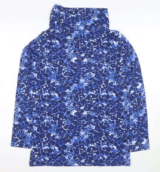 ISLE Women's Blue Floral Long Sleeve High Neck Jersey Top