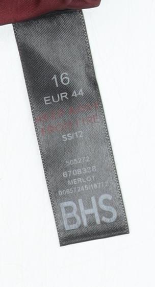 BHS Women's Red Sheath Dress Size 16 Sleeveless V-Neck