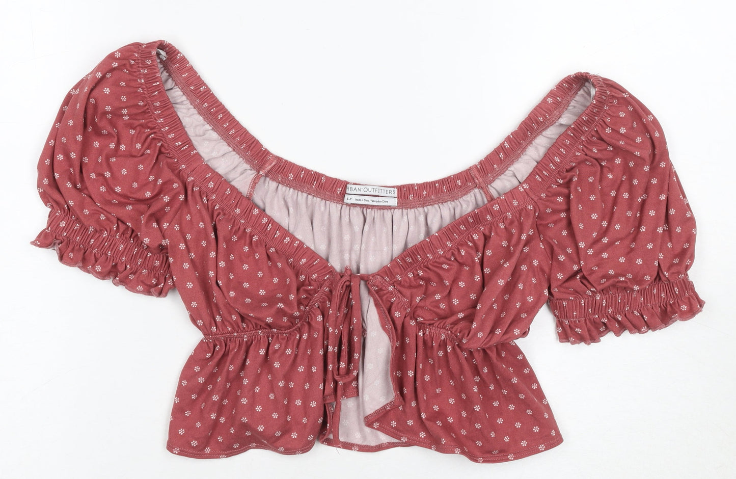 Womens UK Size S Urban Outfitters Red Cropped Blouse