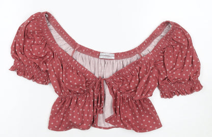 Womens UK Size S Urban Outfitters Red Cropped Blouse