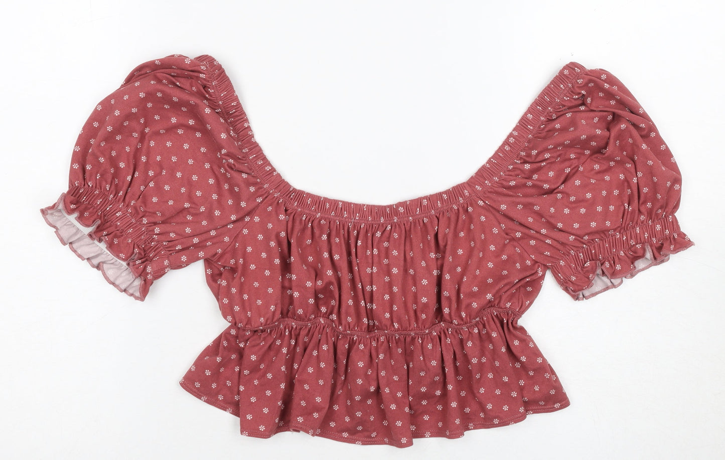 Womens UK Size S Urban Outfitters Red Cropped Blouse