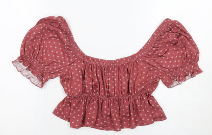 Womens UK Size S Urban Outfitters Red Cropped Blouse